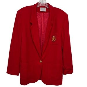 Pendleton vintage red wool blazer with gold-tone crest buttons